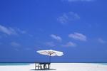 Table and Shade on a Maldives Beach 3:2