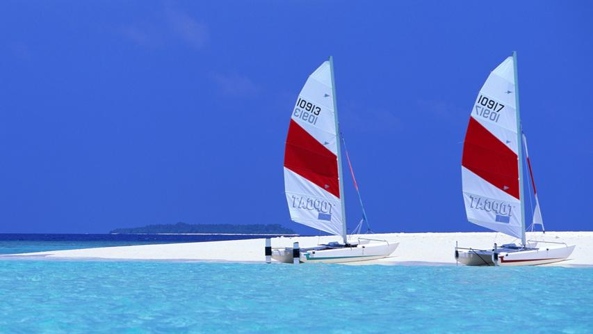 Beach Cat Boats On Maldives Beach